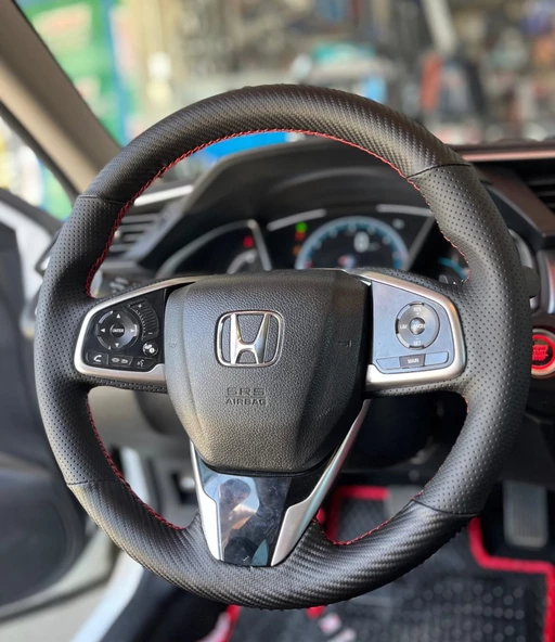 Honda Civic Fc5 Araca Özel Direksiyon Kılıfı (KARBON SOFT NOKTA)