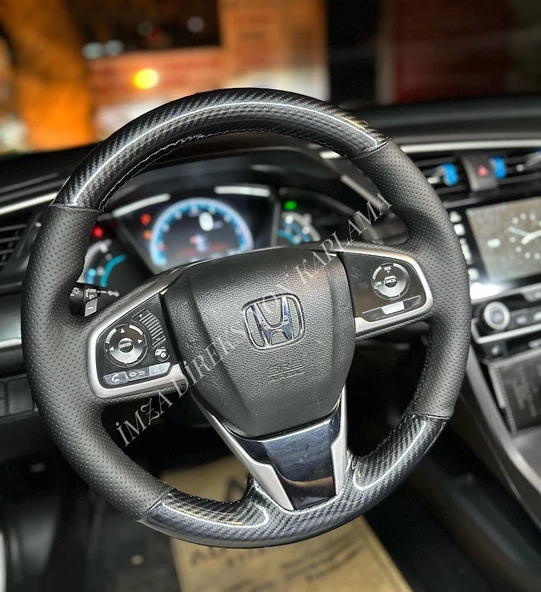 Honda Civic Fc5 Araca Özel Direksiyon Kılıfı (5D KRİSTAL KARBON SOFT NOKTA) - Resim 3