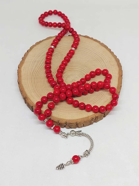 Mercan Taşı 99luk Tesbih 8-9mm (Boyalıdır) (1911) - Resim 4