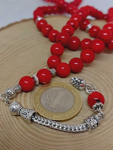 Mercan Taşı 99luk Tesbih 8-9mm (Boyalıdır) (1911) - Resim 3