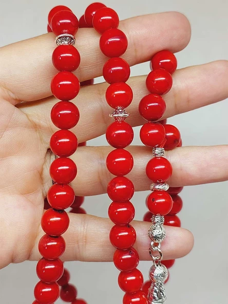 Mercan Taşı 99luk Tesbih 8-9mm (Boyalıdır) (1911) - Resim 2