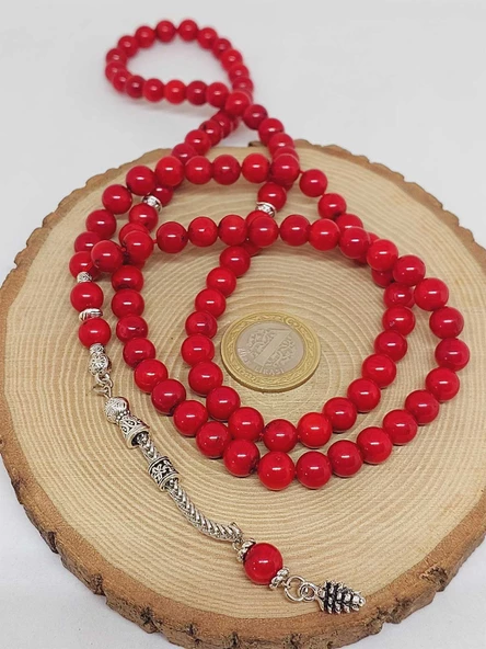 Mercan Taşı 99luk Tesbih 8-9mm (Boyalıdır) (1911) - Resim 6