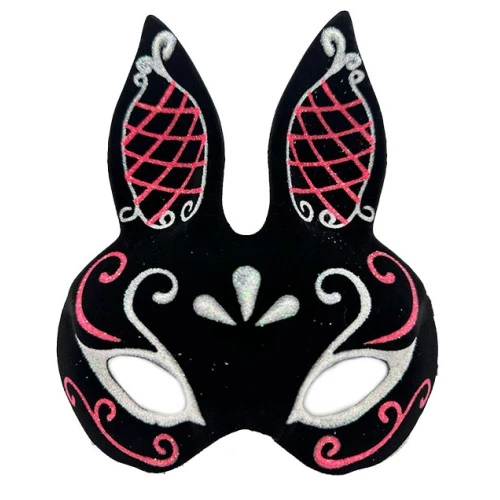 Siyah Süet Tavşan Maskesi Simli ürün görseli