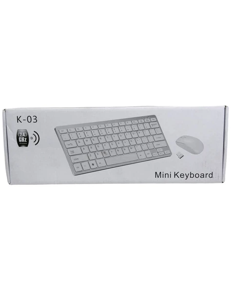 K-03 MİNİ BEYAZ WIRELESS KABLOSUZ KLAVYE MOUSE S PL-395 (4776)