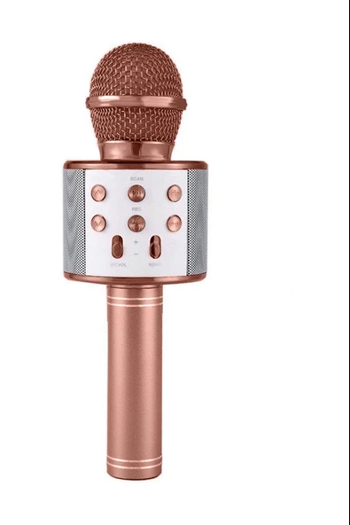 Karaoke Mikrofonlu Hoparlör - Şarjlı -Bluetooth Rose Gold (4776)