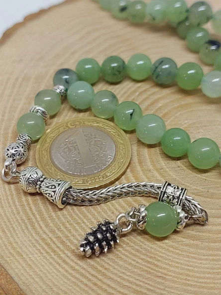 Prehnit (Prinayt) Taşı 99luk Tesbih 8mm (53076) - Resim 3