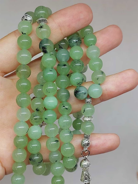 Prehnit (Prinayt) Taşı 99luk Tesbih 8mm (53076) - Resim 2