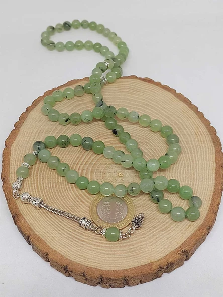 Prehnit (Prinayt) Taşı 99luk Tesbih 8mm (53076) - Resim 6