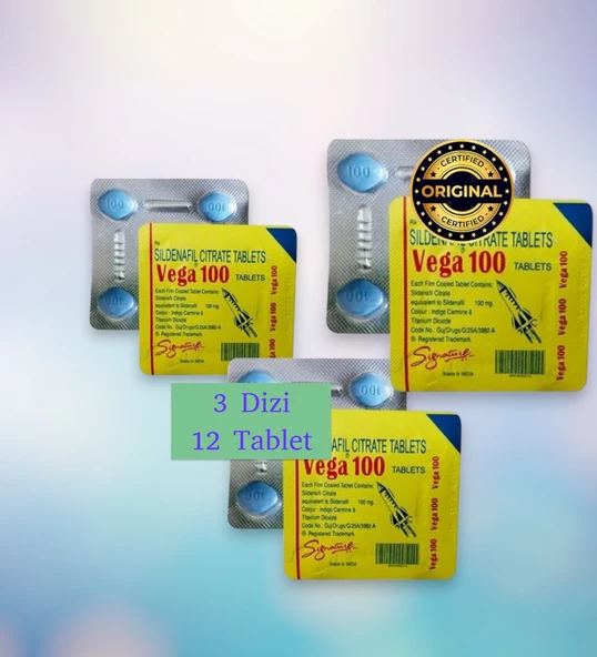 Orijinal Vega 100MG 4'lü x 3 Dizi Vega Hap Geçiktiriçi Destekleyici Performanss Takviye Tablet