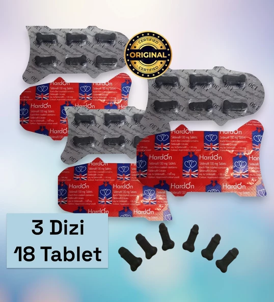 Orijinal Hardon 130 Mg 6'li x 3 Dizi Sildenafilla Hap Geçiktiriçi Destekleyici Performanss Takviye Tablet