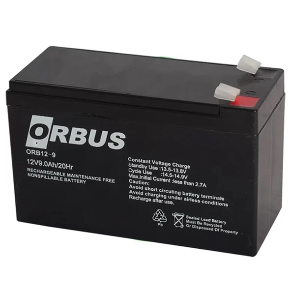 ORBUS 12 VOLT - 9 AMPER AKÜ (150 X 65 X 90 MM)