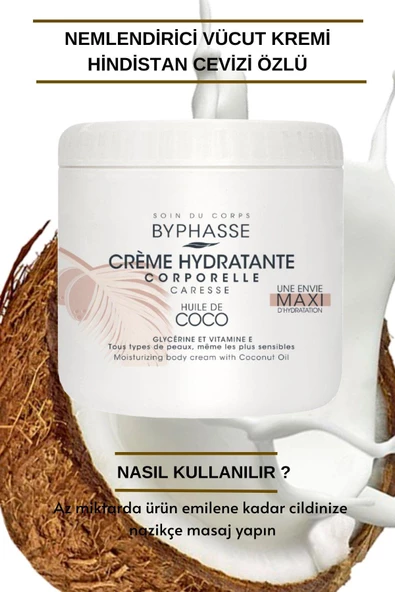 BYPHASSE Nemlendirici Vücut Kremi Hindistan Cevizi Yağlı 500ml - 4