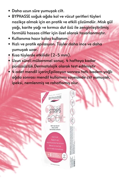 BYPHASSE Ağda Bandı Hassas Ciltler İçin Bacak & Vücut Bölgesi 24 adet - 2