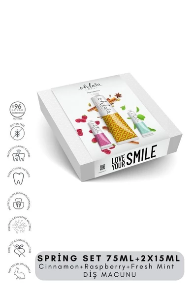 OHLALA Cinnamon 75 ml + Fresh Mint 15 ml + Raspberry mint 15 ml Spring Set Diş Macunu - 2