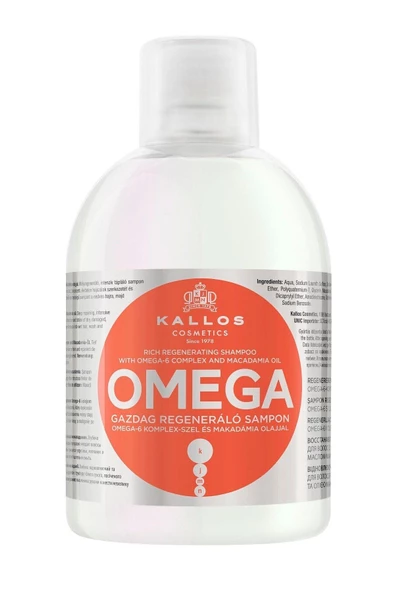 Kallos Cosmetics Omega 1000ml Cansız Ve Yıpranmış Saçlara Omega-6 Kompleksli Ve Macadamia Yağlı Onarım Şampuanı