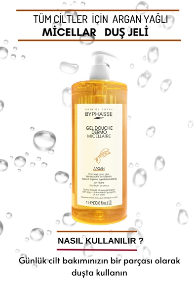 BYPHASSE Dermo Micellar Argan Oil Duş Jeli Tüm Ciltler İçin 1000ml - 4