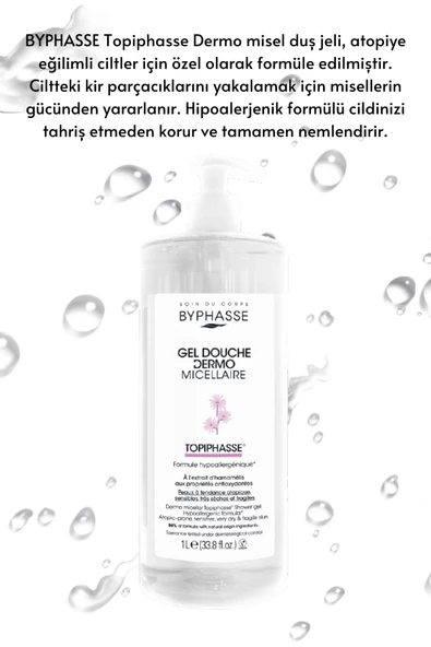 BYPHASSE Dermo Micellar Topiphasse Atopik , Hassas ve Çok Kuru Ciltler İçin Misel Duş Jeli 1000ml - 2