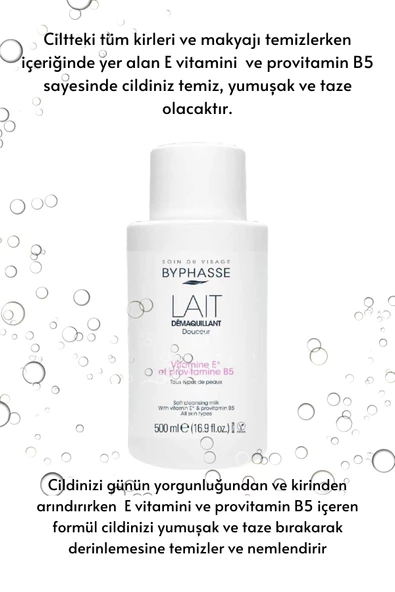 BYPHASSE Yüz ve Makyaj Temizleme Sütü Tüm Cilt Tipleri 500ml - 2