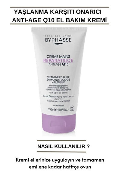 BYPHASSE Yaşlanma Karşıtı Onarıcı Q10 Anti-Age El Kremi 150ml - 3