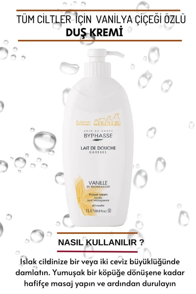 BYPHASSE Caresse Vanilya Çiçeği Özlü Duş Kremi 1000ml - 3