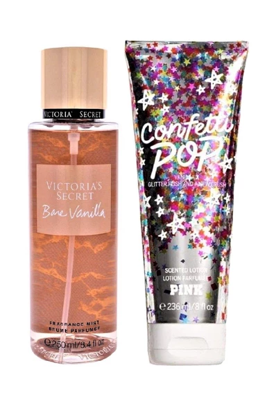 Victoria's Secret Bare Vanilla & Pink Confetti Pop Vücut Losyonu Ve Spreyi 2'li Set