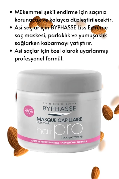 BYPHASSE Hair Pro Asi Saçlar İçin Koruyucu ve Yatıştırıcı Bakım Maskesi 500ml - Resim 2