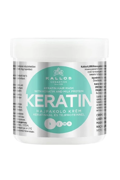 Kallos Cosmetics Keratinli Ve Süt Proteinli Keratin 500ml Saç Maskesi Kuru, Hasarlı, Kimyasal Işlem Görmüş Saçlar