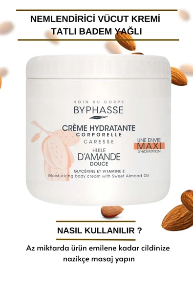 BYPHASSE Nemlendirici Vücut Kremi Tatlı Badem Yağlı 500ml - 4