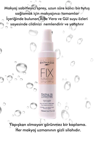 BYPHASSE Makyaj Sabitleyici Sprey Aloe Vera ve Gül Suyu Özlü 150ml - 2