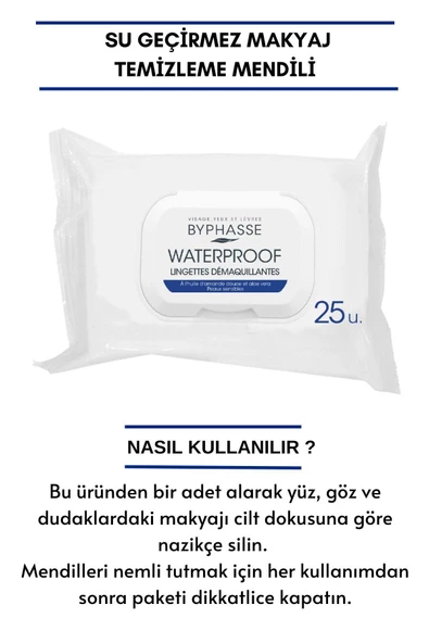 BYPHASSE Waterproof Makyaj Temizleme Mendili Hassas Ciltler 25 adet - 4