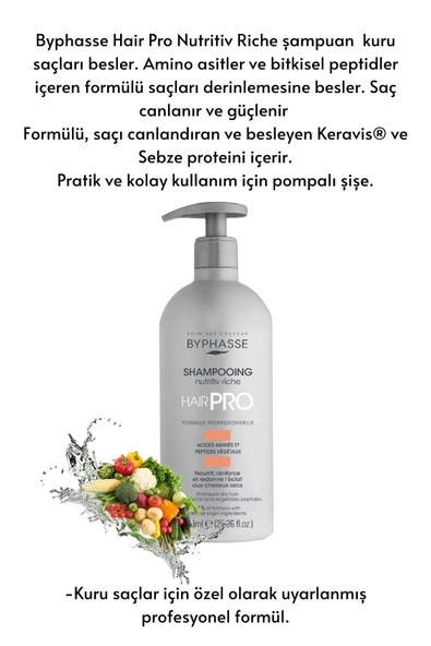 BYPHASSE Hair Pro Kuru Saçlara Özel Nemlendirici Şampuan 750ml - 2