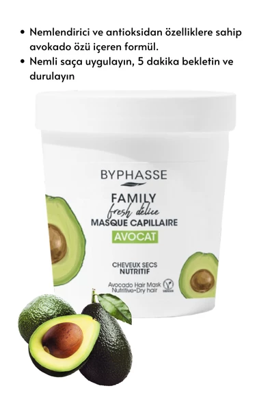BYPHASSE Family Fresh Avokadolu Besleyici Saç Maskesi 250ml - 3