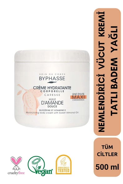 BYPHASSE Nemlendirici Vücut Kremi Tatlı Badem Yağlı 500ml
