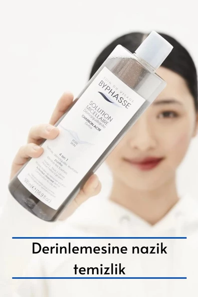 BYPHASSE Micellar Yüz ve Makyaj Temizleyici Aktif Kömür Misel Su Karma ve Yağlı Ciltler 500ml - 5