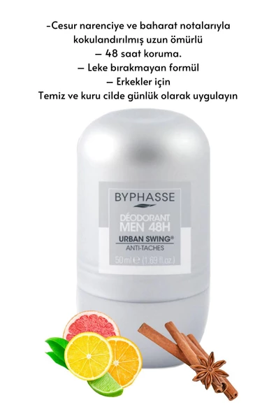 BYPHASSE 48H Men Roll-on Deodorant Urban Swing 50ml - 3