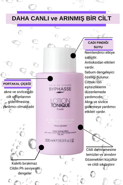 BYPHASSE Arındırıcı Tonik Karma ve Yağlı Ciltler 500ml - 4
