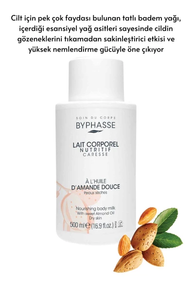 BYPHASSE Besleyici Tatlı Badem Yağlı Vücut Sütü 500ml - 3
