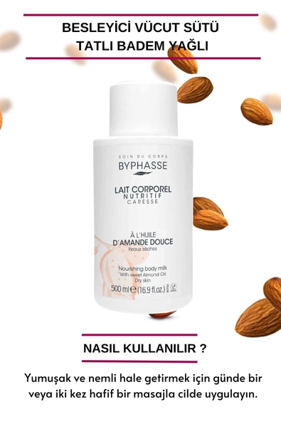 BYPHASSE Besleyici Tatlı Badem Yağlı Vücut Sütü 500ml - 4