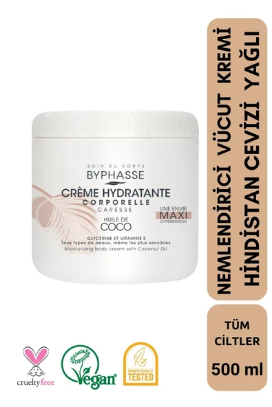 BYPHASSE Nemlendirici Vücut Kremi Hindistan Cevizi Yağlı 500ml