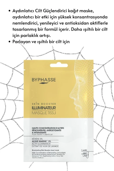 BYPHASSE Aydınlatıcı ve Işıltı Verici Skin Booster Kağıt Yüz Maskesi 1ad - 2