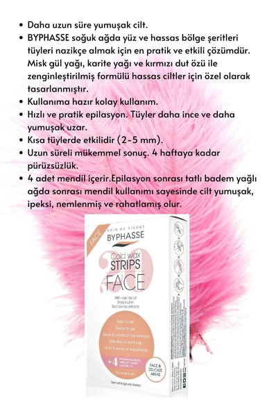 BYPHASSE Ağda Bandı Hassas Ciltler İçin Yüz & Özel Bölgeler 20 adet - 2