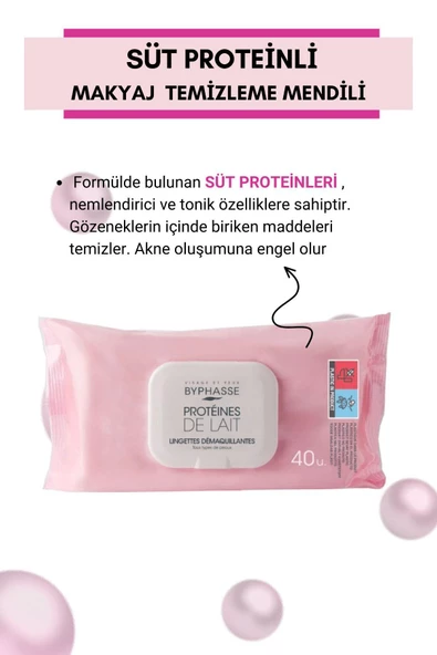 BYPHASSE Süt Proteinli Makyaj Temizleme Mendili Tüm Ciltler 40 adet - 5
