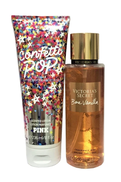 Victoria's Secret Bare Vanilla & Pink Confetti Pop Vücut Losyonu Ve Spreyi 2'li Set - Resim 2
