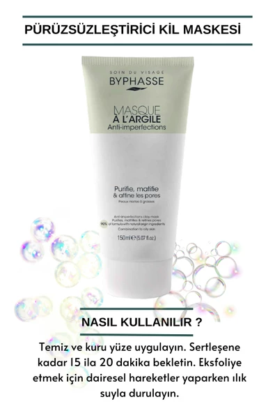 BYPHASSE Akneye Eğilimli Gözenekli Ciltler İçin Arındırıcı Kil Maskesi 150ml - 3