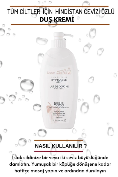 BYPHASSE Caresse Hindistan Cevizi Özlü Duş Kremi 1000ml - 3