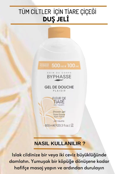 BYPHASSE Plaisir Tiare Çiçeği Duş Jeli 600ml - 3