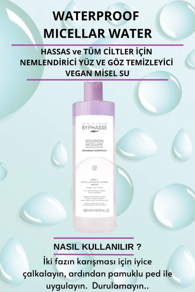 BYPHASSE Micellar Çift Fazlı Yüz ve Makyaj Temizleyici Tüm Ciltler 500ml - 3