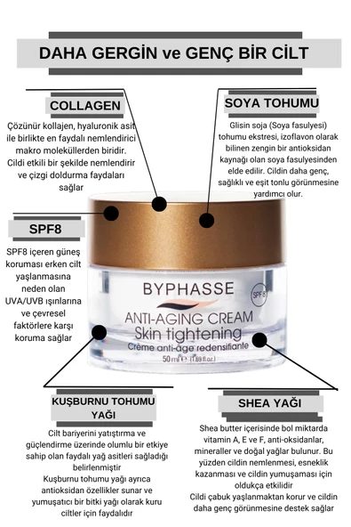 BYPHASSE Anti-Aging Pro50 Sıkılaştırıcı ve Yaşlanma Karşıtı Krem 50ml - 4
