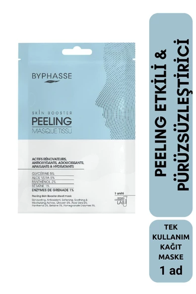 BYPHASSE Peeling Etkili ve Pürüzsüzleştirici Skin Booster Kağıt Yüz Maskesi 1ad