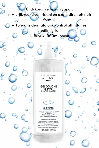 BYPHASSE Dermo Micellar Surgras Kuru ve Normal Ciltler İçin Misel Duş Jeli 1000ml - 3